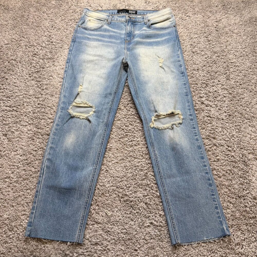 Rustic Dime Cropped Slim Jeans Womens Distressed Size 30 Straight Light Wash